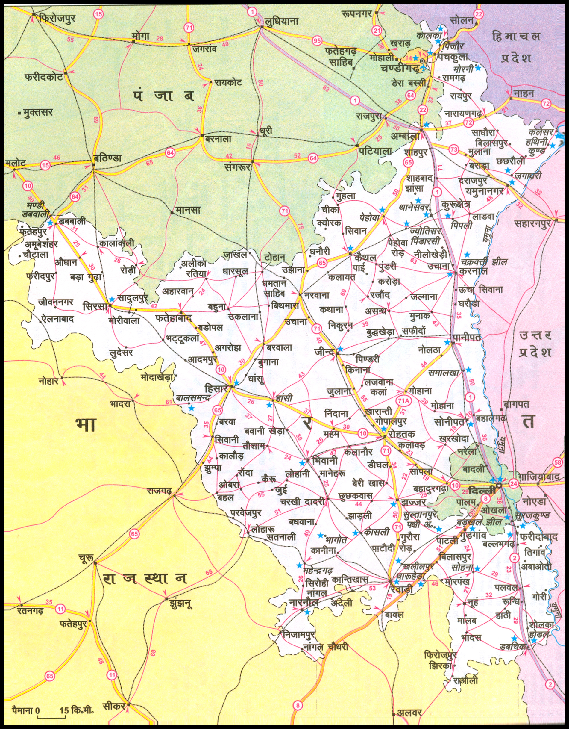 Haryana Map In Hindi चित्र:Haryana-Map.jpg - भारतकोश, ज्ञान का हिन्दी महासागर